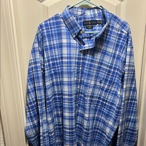 Ralph Lauren Blue and White Casual Button Down Shirt